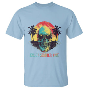 Enjoy Summer Vibe Cool Skull Aesthetic Beach Lover T Shirt TS09 Light Blue Print Your Wear