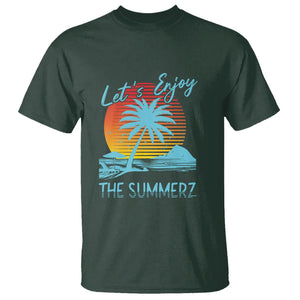 Let's Enjoy The Summer Vacation Beach Sunset T Shirt TS09 Dark Forest Green Print Your Wear