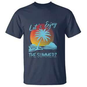 Let's Enjoy The Summer Vacation Beach Sunset T Shirt TS09 Navy Print Your Wear