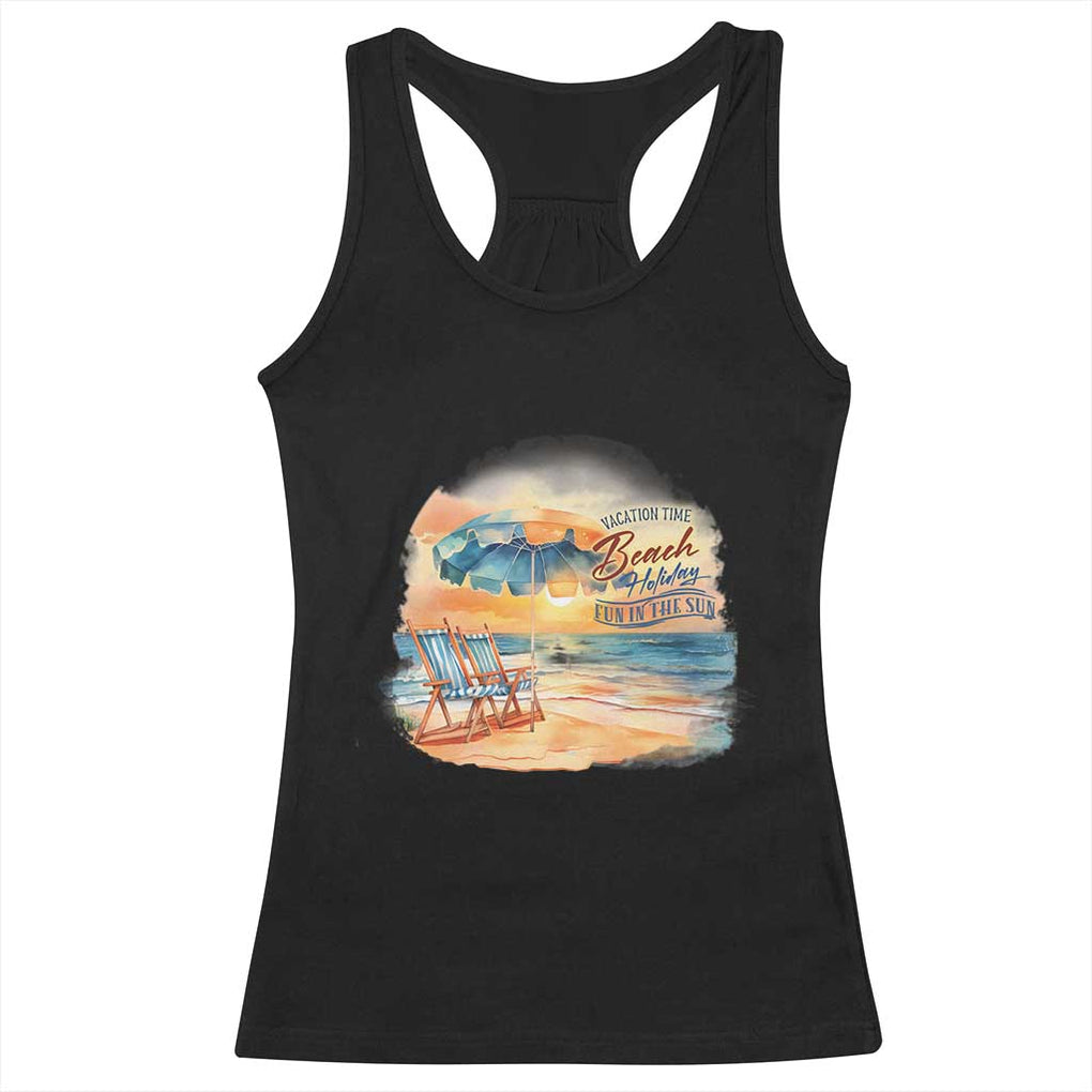 Vacation Time Beach Holliday Fun In The Sun Racerback Tank Top TS09 Black Print Your Wear