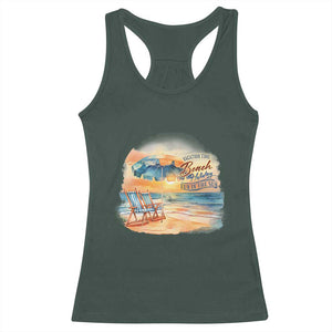 Vacation Time Beach Holliday Fun In The Sun Racerback Tank Top TS09 Dark Forest Green Print Your Wear