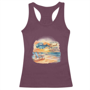 Vacation Time Beach Holliday Fun In The Sun Racerback Tank Top TS09 Maroon Print Your Wear