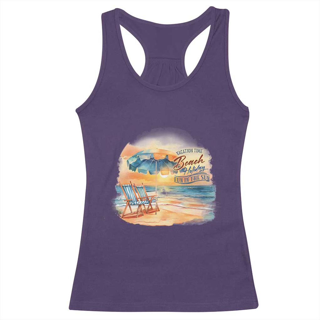Vacation Time Beach Holliday Fun In The Sun Racerback Tank Top TS09 Purple Print Your Wear