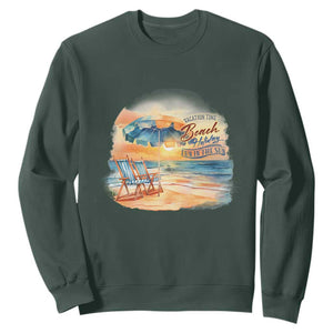 Vacation Time Beach Holliday Fun In The Sun Sweatshirt TS09 Dark Forest Green Print Your Wear