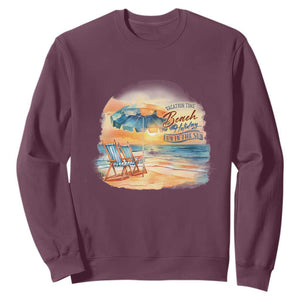 Vacation Time Beach Holliday Fun In The Sun Sweatshirt TS09 Maroon Print Your Wear