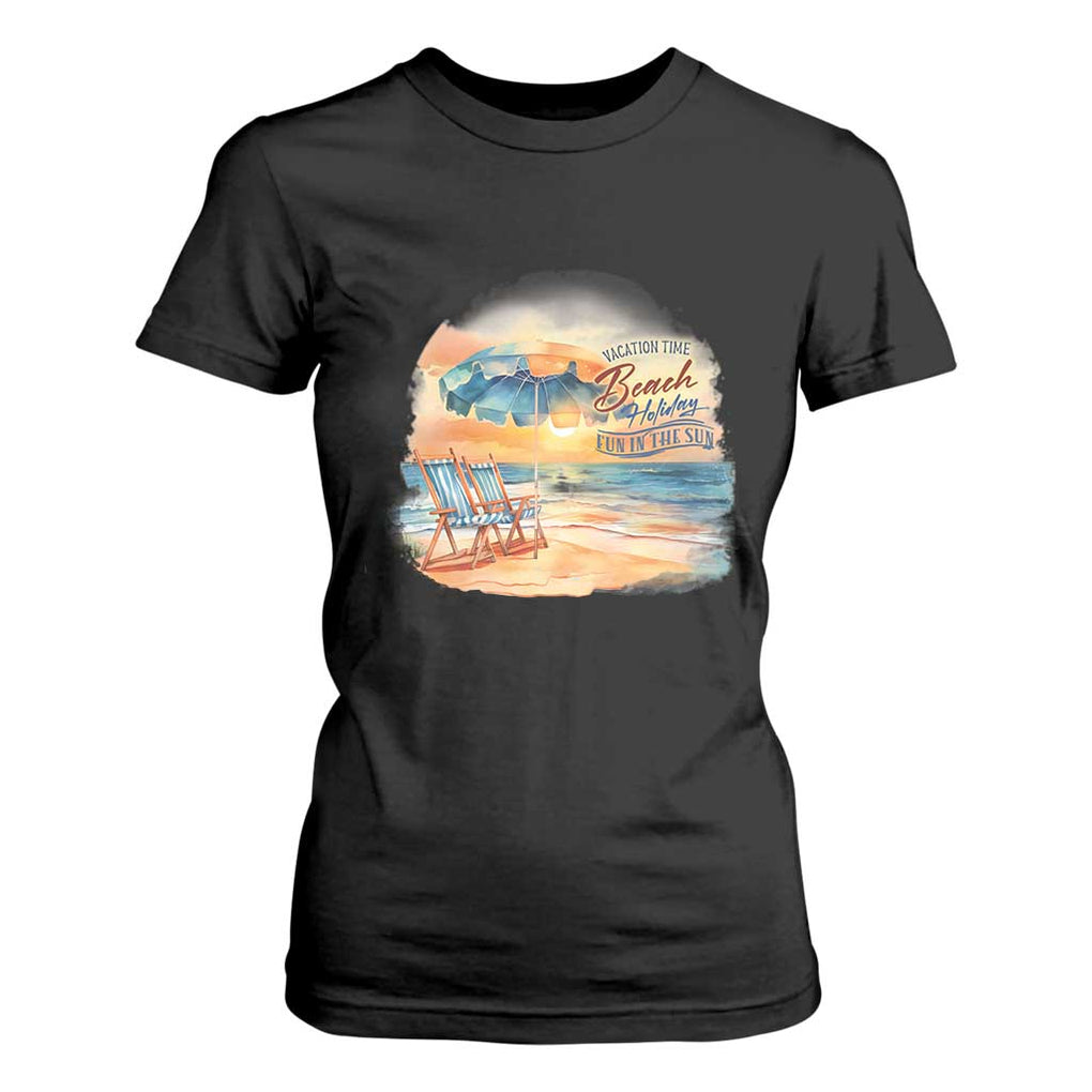 Vacation Time Beach Holliday Fun In The Sun T Shirt For Women TS09 Black Print Your Wear