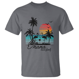 Hawaiian T Shirt Ohana Means Family Flamingo Sunset Beach Hawaii Summer Vacation TS09 Charcoal Print Your Wear