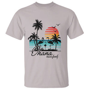 Hawaiian T Shirt Ohana Means Family Flamingo Sunset Beach Hawaii Summer Vacation TS09 Ice Gray Print Your Wear