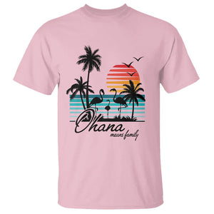 Hawaiian T Shirt Ohana Means Family Flamingo Sunset Beach Hawaii Summer Vacation TS09 Light Pink Print Your Wear