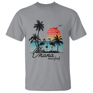 Hawaiian T Shirt Ohana Means Family Flamingo Sunset Beach Hawaii Summer Vacation TS09 Sport Gray Print Your Wear