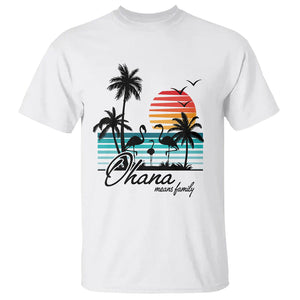 Hawaiian T Shirt Ohana Means Family Flamingo Sunset Beach Hawaii Summer Vacation TS09 White Print Your Wear