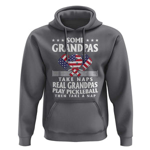 Funny Some Grandpas Take Naps Real Grandpas Play Pickleball Hoodie TS09 Charcoal Print Your Wear