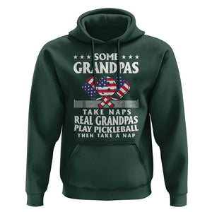 Funny Some Grandpas Take Naps Real Grandpas Play Pickleball Hoodie TS09 Dark Forest Green Print Your Wear