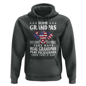 Funny Some Grandpas Take Naps Real Grandpas Play Pickleball Hoodie TS09 Dark Heather Print Your Wear