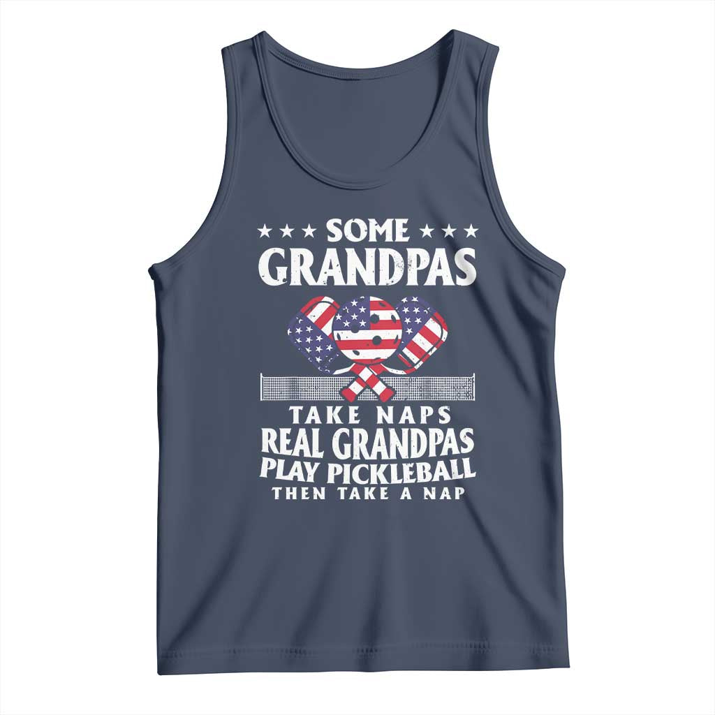 Funny Some Grandpas Take Naps Real Grandpas Play Pickleball Tank Top TS09 Navy Print Your Wear