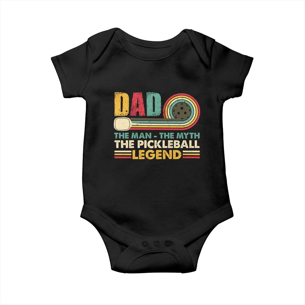 Pickleball Dad Baby Onesie The Man The Myth The Legend Retro TS09 Black Print Your Wear