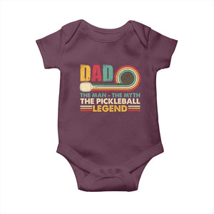 Pickleball Dad Baby Onesie The Man The Myth The Legend Retro TS09 Maroon Print Your Wear