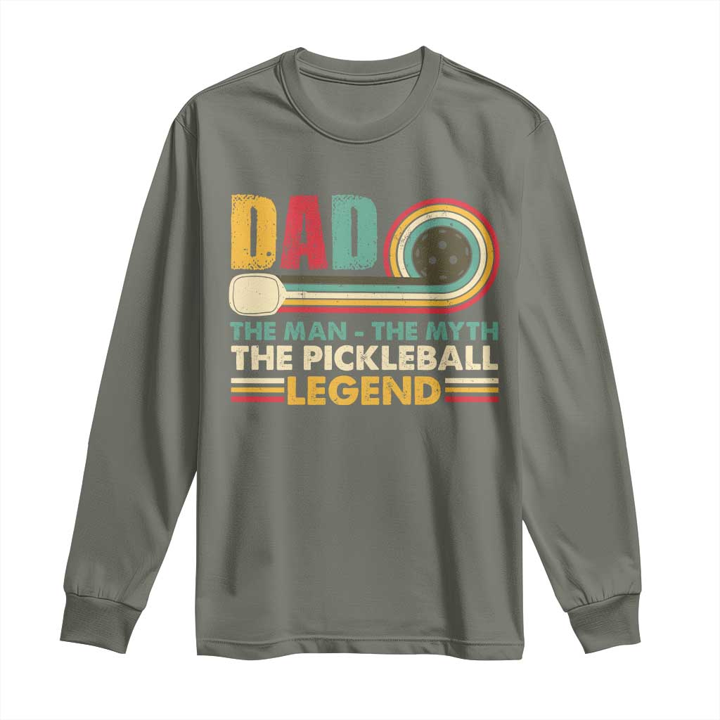 Pickleball Dad Long Sleeve Shirt The Man The Myth The Legend Retro TS09 Military Green Print Your Wear