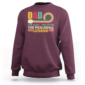 Pickleball Dad Sweatshirt The Man The Myth The Legend Retro TS09 Maroon Print Your Wear