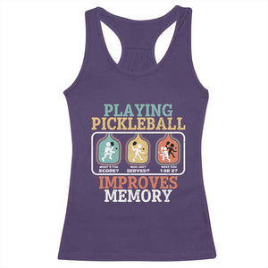 Funny Playing Pickleball Improves Memory Retro Racerback Tank Top TS09 Purple Print Your Wear