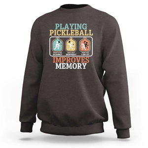 Funny Playing Pickleball Improves Memory Retro Sweatshirt TS09 Dark Chocolate Print Your Wear