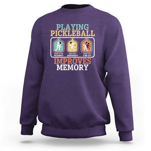 Funny Playing Pickleball Improves Memory Retro Sweatshirt TS09 Purple Print Your Wear