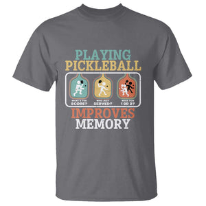 Funny Playing Pickleball Improves Memory Retro T Shirt TS09 Charcoal Print Your Wear