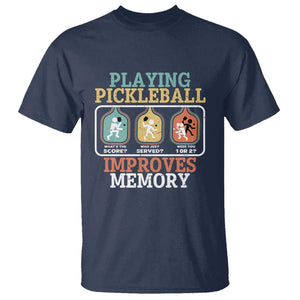 Funny Playing Pickleball Improves Memory Retro T Shirt TS09 Navy Print Your Wear