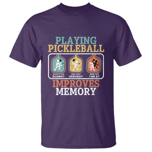 Funny Playing Pickleball Improves Memory Retro T Shirt TS09 Purple Print Your Wear