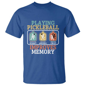 Funny Playing Pickleball Improves Memory Retro T Shirt TS09 Royal Blue Print Your Wear