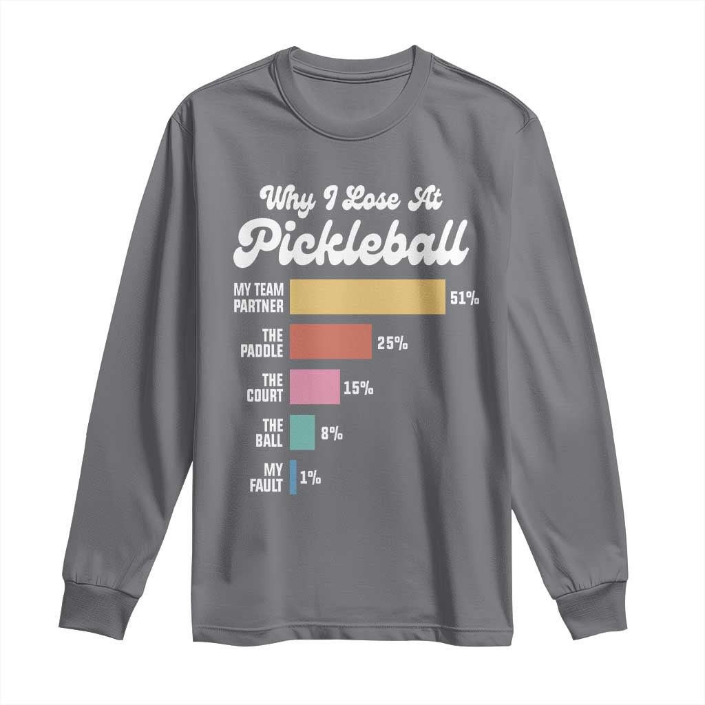 Funny Why I Lose At Pickleball Long Sleeve Shirt TS09 Charcoal Print Your Wear