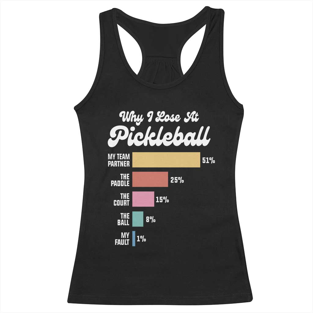 Funny Why I Lose At Pickleball Racerback Tank Top TS09 Black Print Your Wear