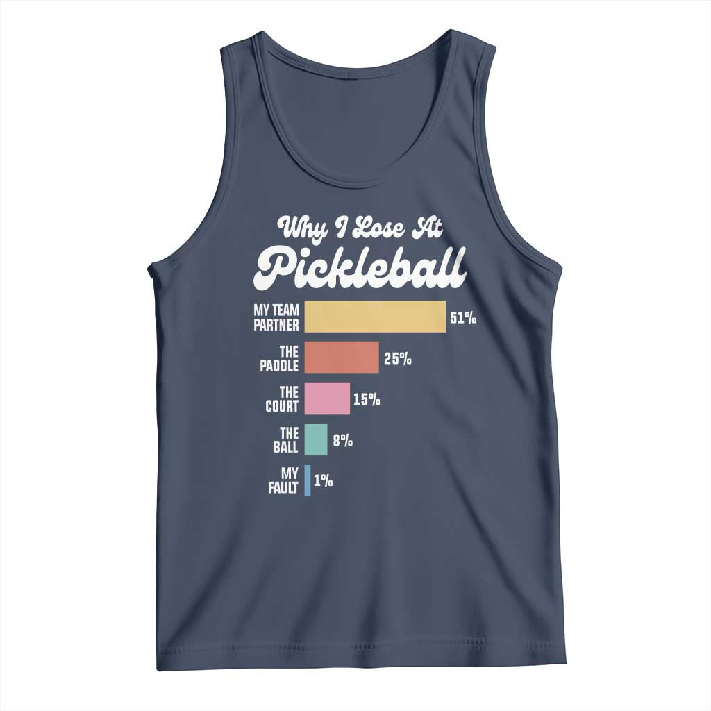 Funny Why I Lose At Pickleball Tank Top TS09 Navy Print Your Wear