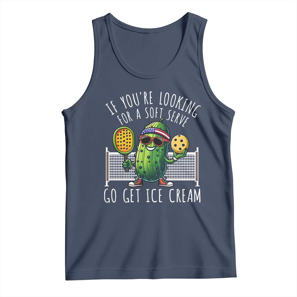 Funny Pickleball Tank Top If You Wanted A Soft Serve Go Get Ice Cream TS09 Navy Print Your Wear