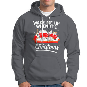 Cute Cat Wake Me Up When It's Christmas Chillin' Hoodie TS09 Charcoal Printyourwear