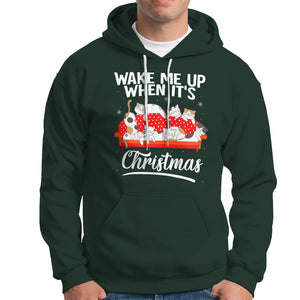 Cute Cat Wake Me Up When It's Christmas Chillin' Hoodie TS09 Dark Forest Green Printyourwear