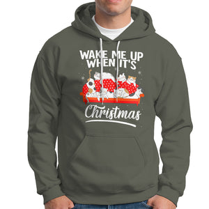 Cute Cat Wake Me Up When It's Christmas Chillin' Hoodie TS09 Military Green Printyourwear