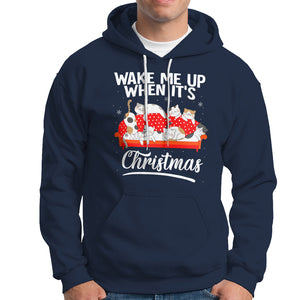 Cute Cat Wake Me Up When It's Christmas Chillin' Hoodie TS09 Navy Printyourwear