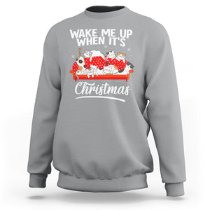 Cute Cat Wake Me Up When It's Christmas Chillin' Sweatshirt TS09 Sport Gray Printyourwear