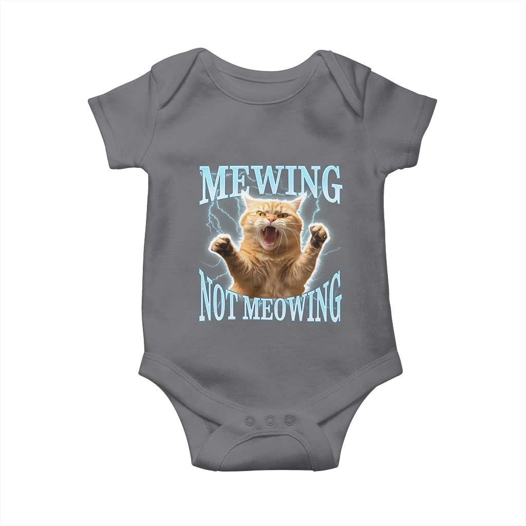 Funny Meme Cat Mewing Not Meowing Baby Onesie TS09 Charcoal Print Your Wear