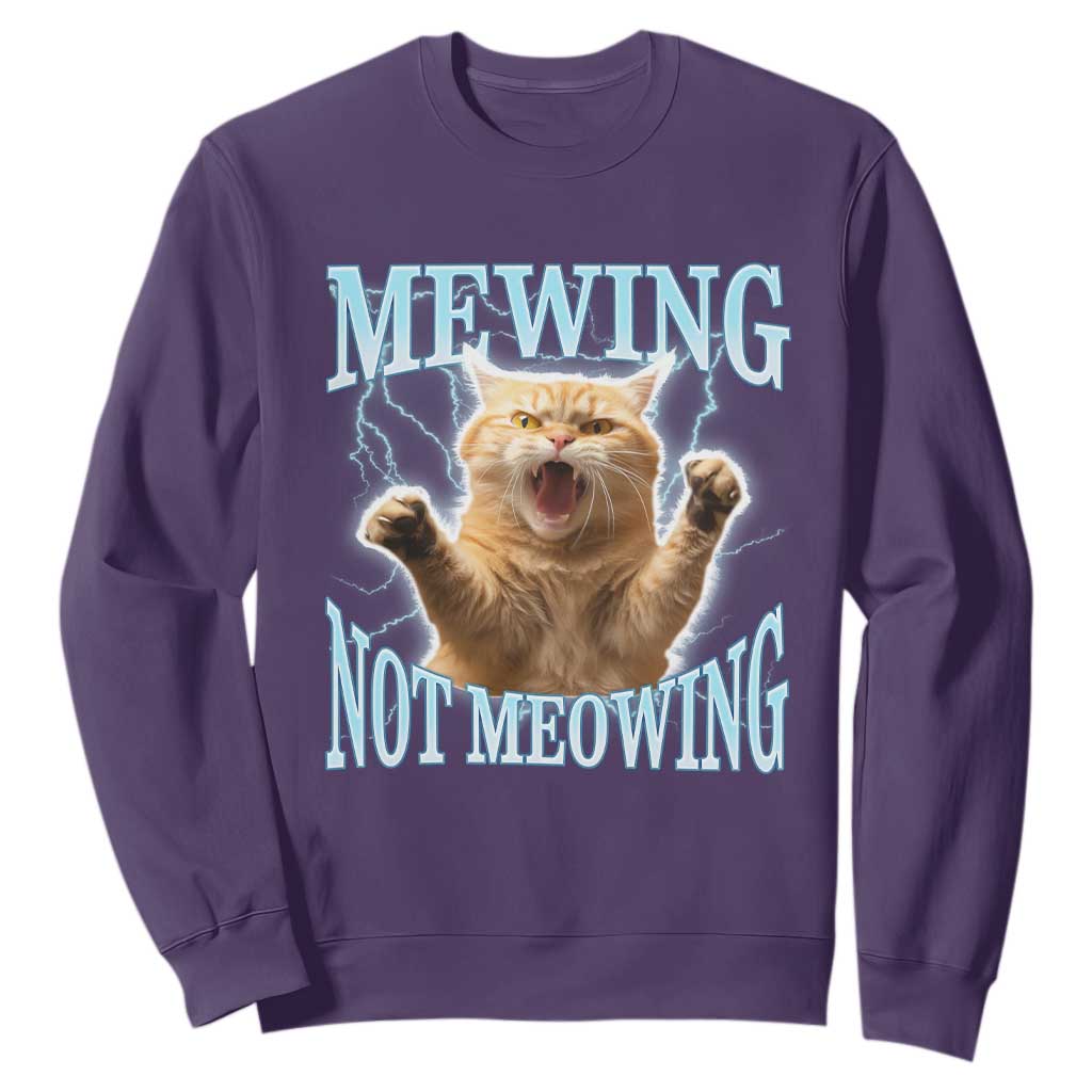 Funny Meme Cat Mewing Not Meowing Sweatshirt TS09 Purple Print Your Wear