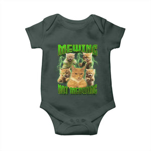 Funny Cat Meme Mewing Not Meowing Baby Onesie TS09 Dark Forest Green Print Your Wear