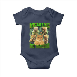 Funny Cat Meme Mewing Not Meowing Baby Onesie TS09 Navy Print Your Wear