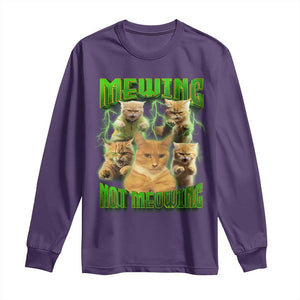 Funny Cat Meme Mewing Not Meowing Long Sleeve Shirt TS09 Purple Print Your Wear