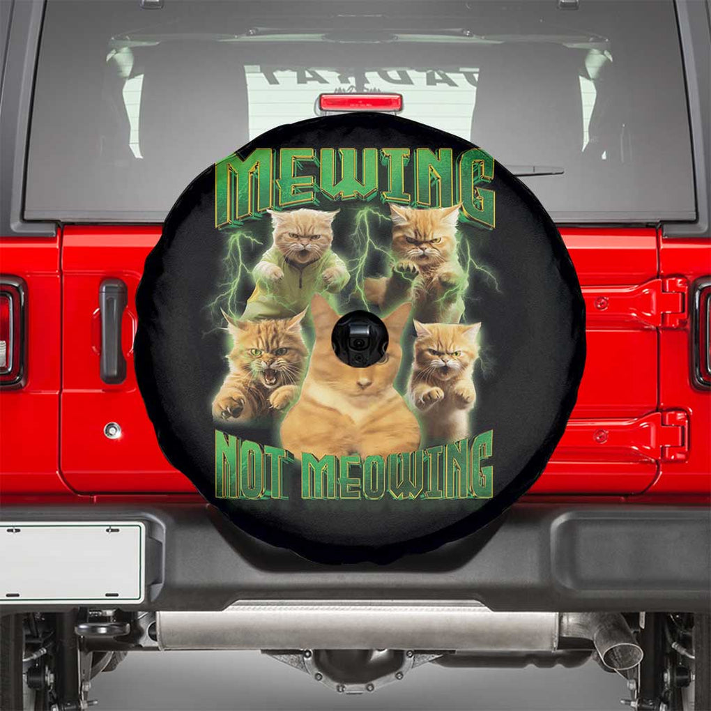 Funny Cat Meme Mewing Not Meowing Spare Tire Cover TS09 Black Print Your Wear