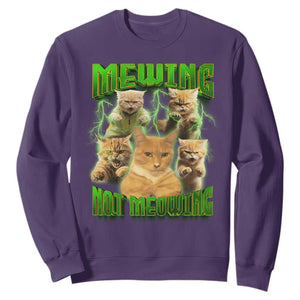 Funny Cat Meme Mewing Not Meowing Sweatshirt TS09 Purple Print Your Wear