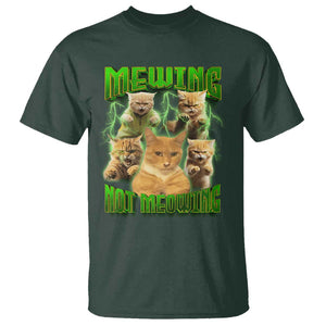 Funny Cat Meme Mewing Not Meowing T Shirt TS09 Dark Forest Green Print Your Wear