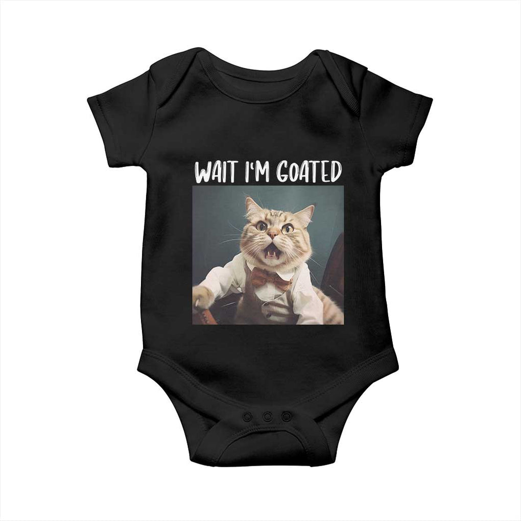 Funny Meme Cat Baby Onesie Wait I'm Goat TS09 Black Print Your Wear