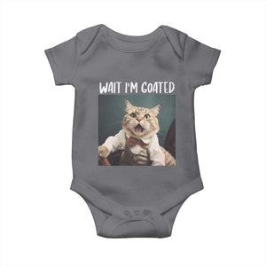 Funny Meme Cat Baby Onesie Wait I'm Goat TS09 Charcoal Print Your Wear