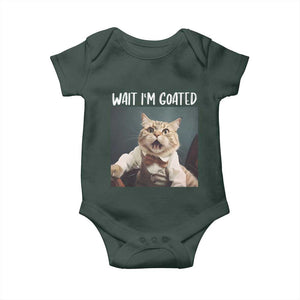 Funny Meme Cat Baby Onesie Wait I'm Goat TS09 Dark Forest Green Print Your Wear